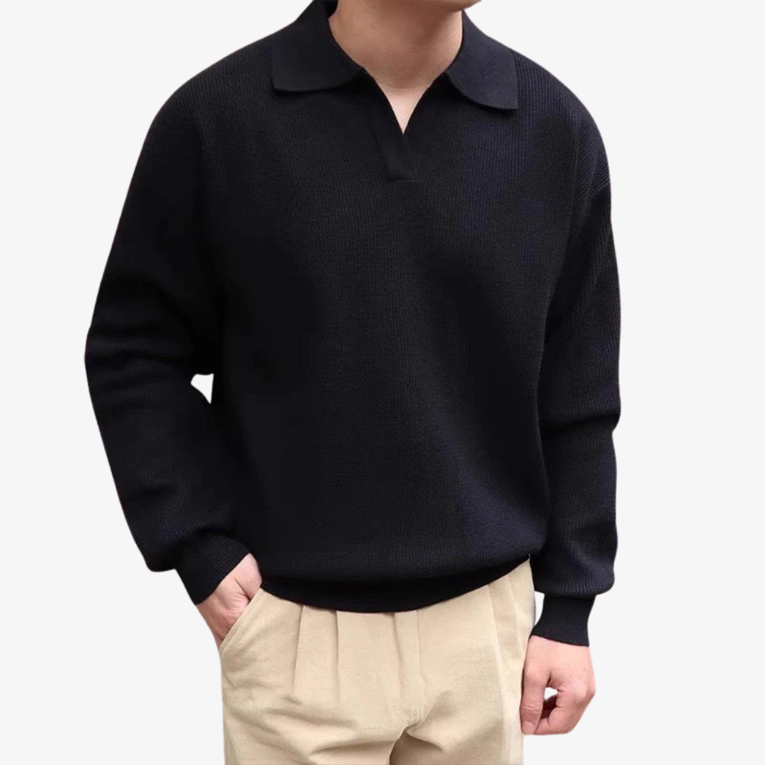 Pull col polo en maille texturée pour homme