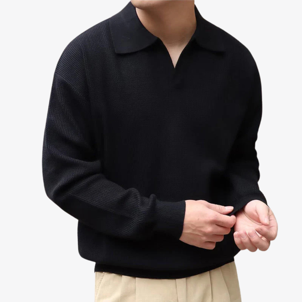 Pull col polo en maille texturée pour homme