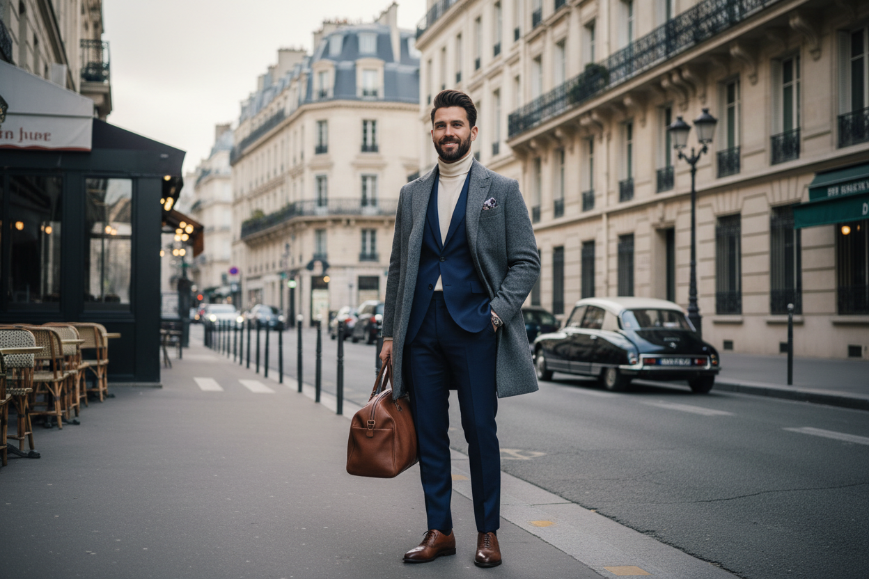 Men fashion in paris. single man