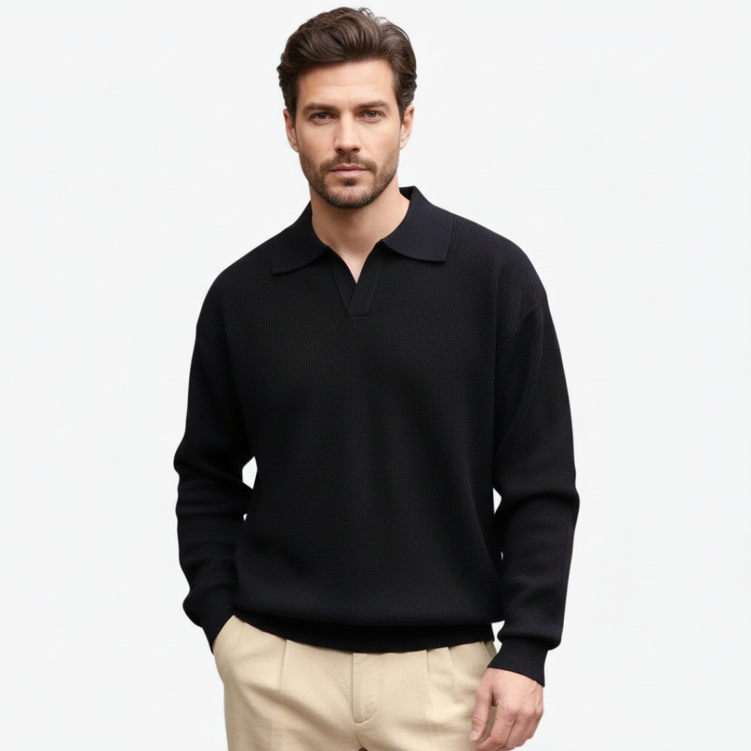 Pull col polo en maille texturée pour homme
